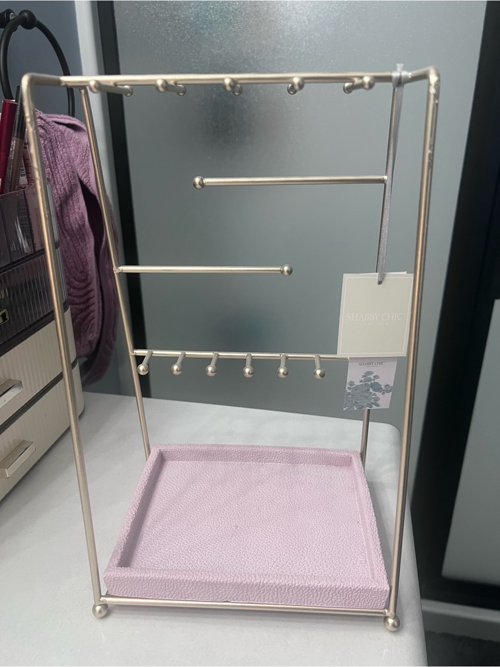Shabby Chic Pink Jewelry Stand NWT